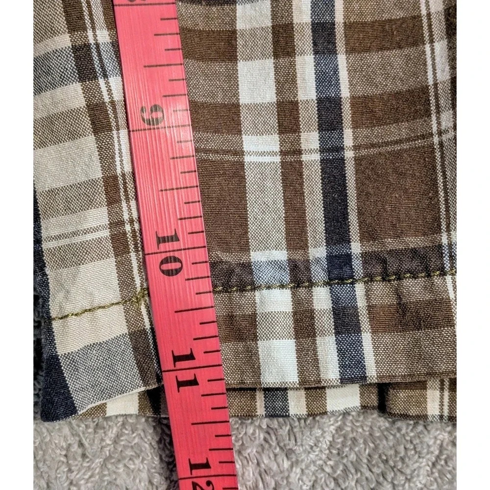 Perry Ellis America Plaid Shorts Casual Comfort Brown‎ Size 36W